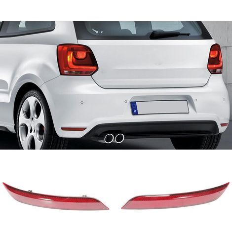 Réflecteur feu arrière rouge gauche et droit pour Volkswagen Polo 6R 6C 2014-2017 Plastique ABS Remplacement direct 6C0945105B
