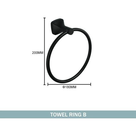 Porte-serviettes rond noir mat - Ensemble d'accessoires de salle de bain mural en acier inoxydable avec crochet pour vêtements, porte-papier toilette et barre porte-serviettes. (1/5)