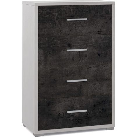 Cassettiera 4 Cassetti 71x110x41 cm Ossido Bianco/Ossido Nero (1/3)