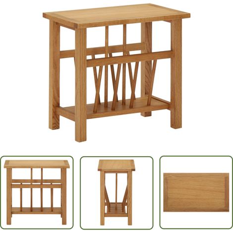 The Living Store Zeitungstisch 45x27x42 cm Eiche Massivholz - Beistelltisch - Holztisch - Eichentisch - Zeitungstisch - Dekorationsideen (1/5)