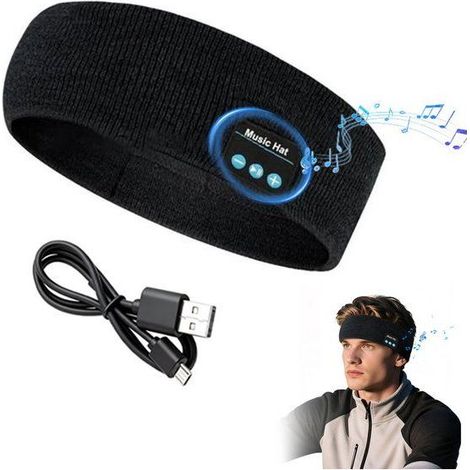Bandeau de sport sans fil Bluetooth avec musique, bandeau pour dormir sur le côté - Lavable-Idéal pour dormir et faire de (1/5)