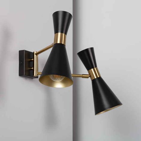 Lámpara de Pared Orientable Metal 2 Focos Jigger Negro (1/5)