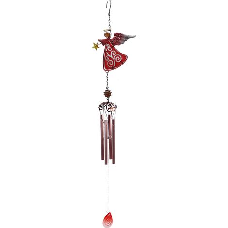 Este carillón de viento decorativo de metal presenta un diseño angular único y forma de ángel, lo que lo hace adecuado para uso en exteriores. (1/5)