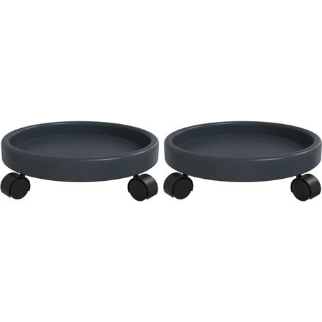 Maison Exclusive - Pflanzenroller mit Rollen 2 Stk. Grau Durchmes