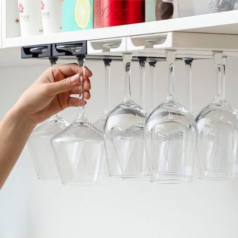 2 Pièces Support à Verre à Vin Suspendu, Porte Verres Suspendu, Support à Verre à Vin, Porte Verre, Porte-Verres à Vin Blanc (1/5)
