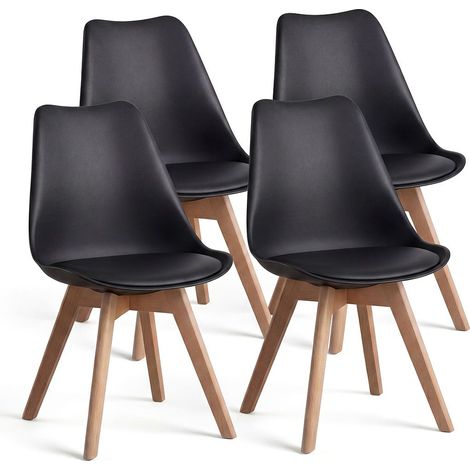 Pack 4 sillas de comedor 83x49 cm Beench Negro 49cm (ancho) x 83cm (alto)
