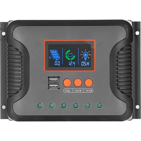 PowMr PWM contrôleur de Charge solaire 60A 12V 24V 36V 48V 2 ports USB écran LCD réglable batterie au Lithium inondée AGM Gel