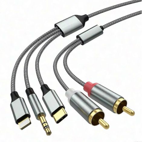 Câble audio 3 en 1 pour voiture et maison, adaptateur USB-C vers RCA, solution de connexion Lightning vers RCA (1/5)