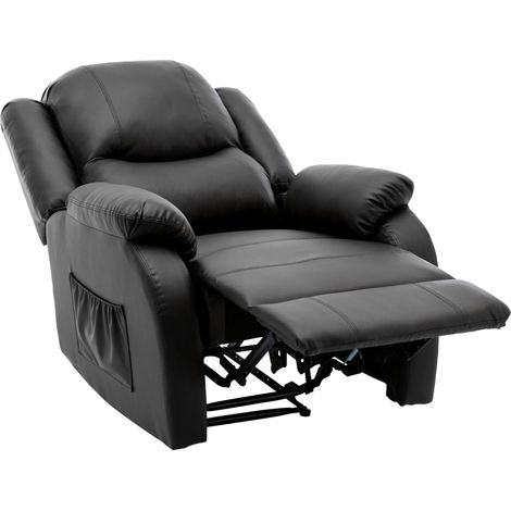 Fauteuil relax manuel avec repose-pieds en tissu 80x90x100 cm gris avec poche latérale (1/5)