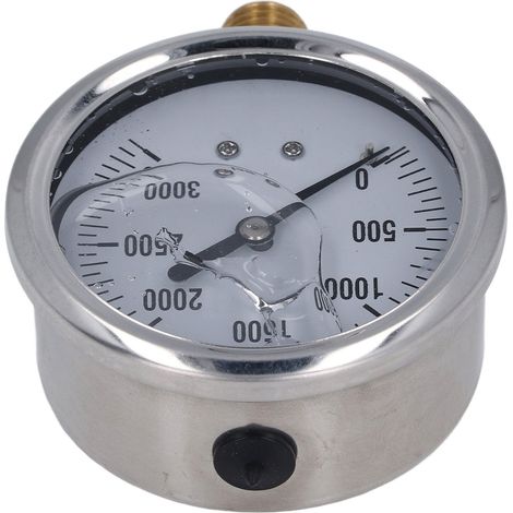 Manomètre à glycérine 1/4 NPT filetage 63mm cadran acier inoxydable pour air eau huile 0-3000 PSI (1/5)