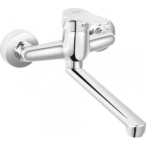 Ferro Grifo de cocina moderno cromado mural 192 mm