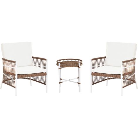 Bistro Set with Cushions LEVICO Metal White