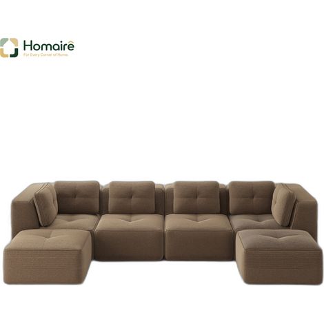 Canapé modulable en velours côtelé marron avec accoudoirs 386 x 177 x 69 cm HOMAIRE (1/5)