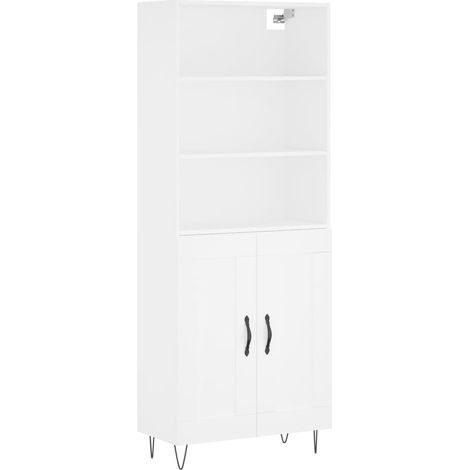 Aparador buffet cómoda armario mueble organizador cocina salón salón alto 69,5 x 34 x 180 cm madera contrachapada blanco 020032547