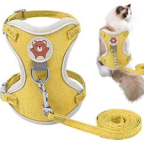 Harnais de gilet pour chaton,Gilet de marche,Corde de traction pour gilet chien,harnais et laisse chat,Harnais d'extérieur réglables (1/4)