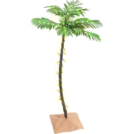 Palmier Artificiel Lumineux 72 LED Blanc Chaud Décoration Fête Intérieur Extérieur 120 cm - PANGIVO (1/5)