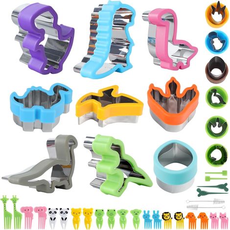 Set de 15 Emporte-Pièces à Dinosaures (9 Grands, 6 Petits) Prise en Main Sécurisée, avec Brosse de Nettoyage, Idéal pour Goûter et Anniversaire Dino (1/5)