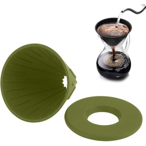 Filtre de cafetière pliable, goutteur de café réutilisable, filtre à café en résine de silicium, accessoire de machine à café pour la maison, le camping, les voyages, le bureau (Green) (1/5)