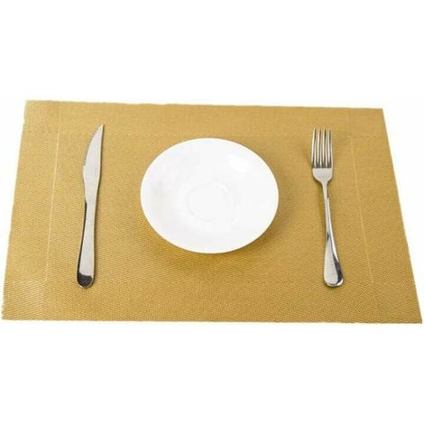 Sets de Table lavables PVC Napperons ,Napperon Rectangulaire Papier Antidérapants Anti Usure Résistant à la Chal Décoration Placemats(Or) (1/4)