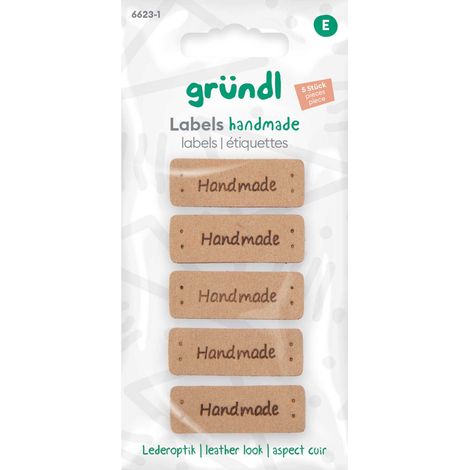 Gründl Labels Handmade in Lederoptik braun 5 Stück