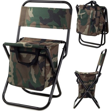Chaise de camping pliante avec sac de rangement, chaise de pêche, siège d'extérieur portable (1/3)