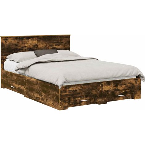 Maison Exclusive - Bettrahmen Geräucherte Eiche 140 x 190 cm Holz