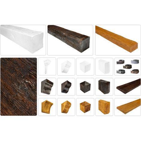 Poutres et accessoires modernes pour plafonds et murs - Revêtement imitation bois, bois déco: blanc, Poutre ED105 - 19 x 13 cm (1/5)