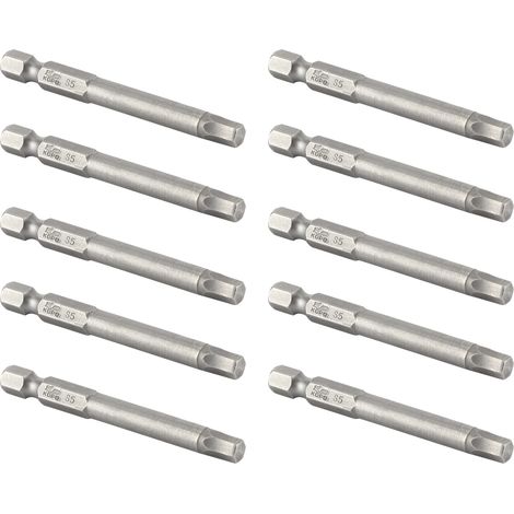 5mm Allen wrench bit, hardened electric screwdriver bit with magnetic tip S1/4 65mm (sold in packs of 10, shipped in plastic box) (1/5)