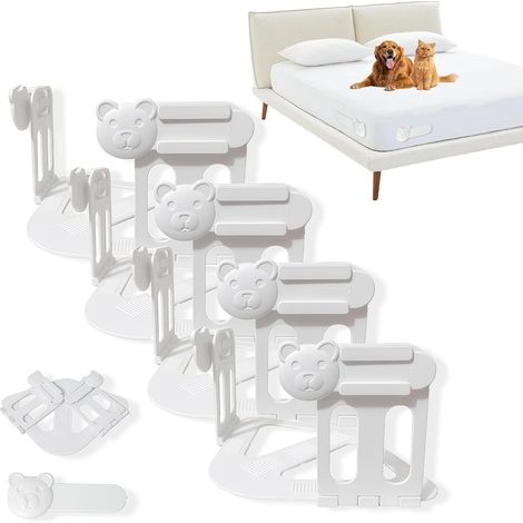 Sollbry Supports De Draps,Porte-draps De Lit avec Bandes De Verrouillage,Pinces Antidérapantes pour Drapspour Toutes Tailles De Matelas,Couverture(Blanc,4pcs) (1/5)