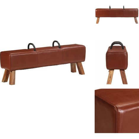 Banc cheval d'arçon vintage Cuir véritable de chèvre - Banc Design - Banc Vintage - Banc Cuir - Banc Industriel - Meuble Salle À Manger (1/5)