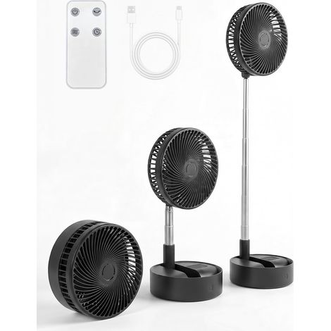 Ventilateur sur pied portable silencieux de 20,3 cm avec télécommande, batterie 8000 mAh, rechargeable par USB C, 5 vitesses, oscillation de 90°/120°, minuterie de 1 à 8 heures, pour chambre à coucher (1/5)