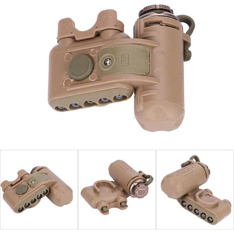 Lampe frontale tactique militaire pour casque, lumière de survie et signalisation sur le terrain (Beige) (1/5)