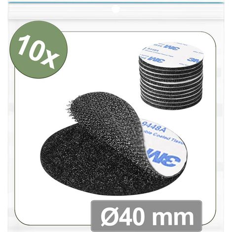 Quadrios 25CA661 Pastilles rondes auto-agrippantes à coller partie velours et partie agrippante (Ø)
