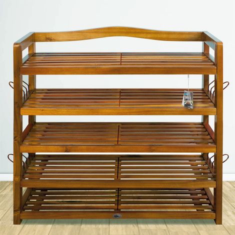 Shoe rack acacia wood 5 shelves 85x26x80 cm (1/5)