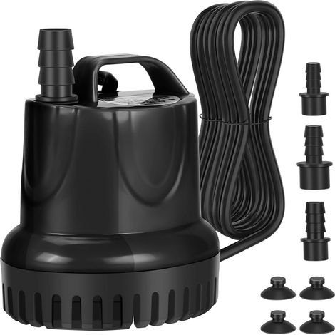 Pompe submersible haut débit et h protection contre la combustion à sec conception ultra silencieuse noire 25 w 200 l 1 Noir (1/4)