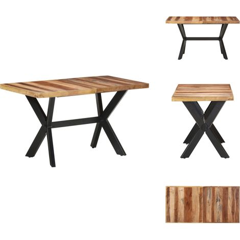 Esstisch 140x70x75 cm Massivholz Honigfarben - Holz Esstisch - Industrieller Stil - Esszimmertisch - Massivholzmöbel - Eßtisch (1/5)