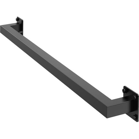 Rambarde d'escalier murale, 1215 mm, en fer noir, pour intérieur, capacité de charge de 113 kg, style industriel, tube carré pour mezzanine, porche ou terrasse, 2 sections (1/5)