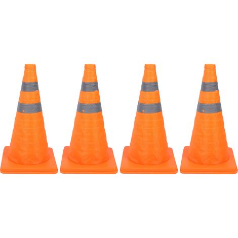 Ortviai Cônes de Sécurité Routière 45 cm – 4 pièces, pliables, avec bandes réfléchissantes 360°, base PP et tissu Oxford étanche