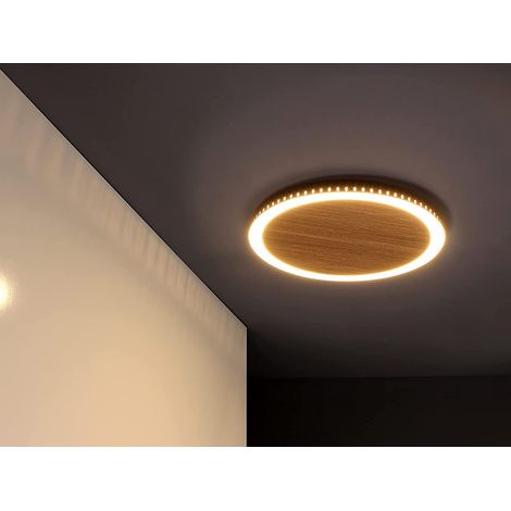 LED Deckenleuchte MOON für Wand & Decke Holzoptik 3 Stufen dimmbar, Ø 40cm (1/5)