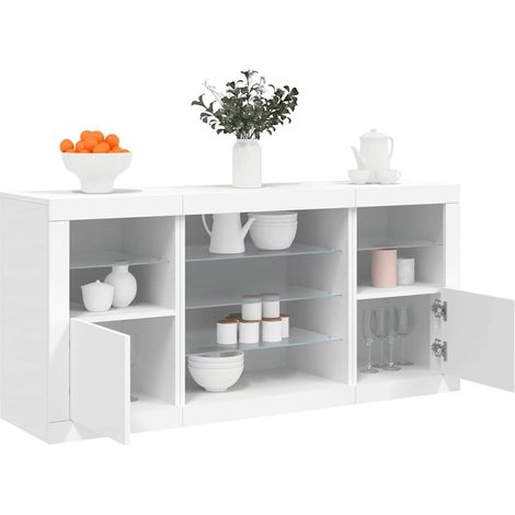 Sideboard mit LED-Leuchten Weiß 142,5x37x67 cm