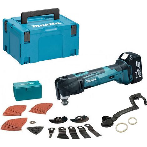 Makita – Outil multifonction 18V LXT avec 1 batterie 5.0Ah – Emmanchement OIS et Starlock – Découpes précises pour bois et métal – Coffret MAKPAC - DTM51T1JX2 (1/5)