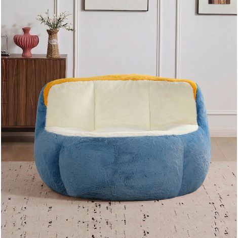Sillón puff grande de pelo sintético multicolor con relleno de espuma OKWISH (1/5)