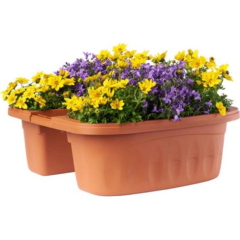 FIORIERA DOPPIA KLUNIA BAMA  PP TERRACOTTA CM 50X19,8 H.CM 18,5