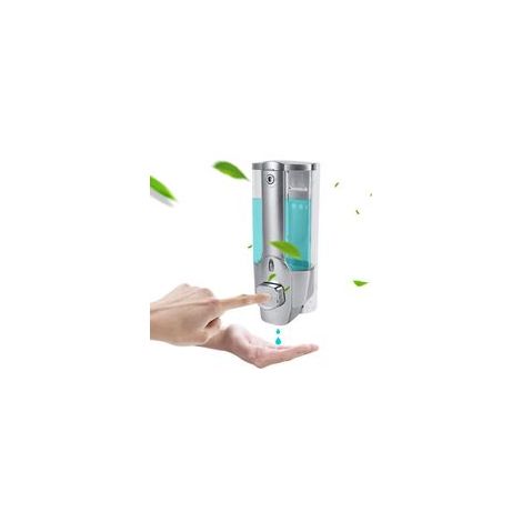 Dispenser di sapone liquido a parete, 350 ml, per bagno, shampoo e bagnoschiuma, argento. - Crezuo