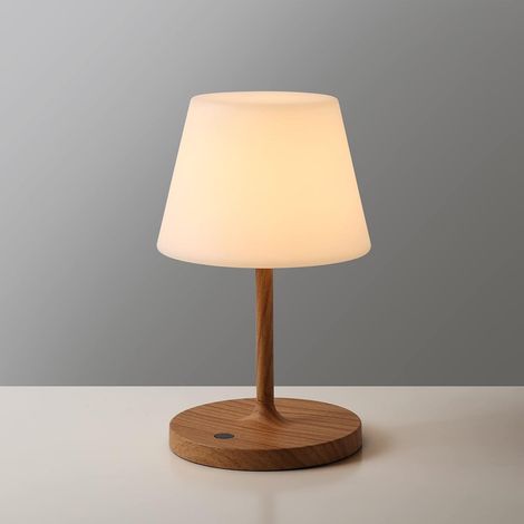 Lampe de table d'extérieur, lampe de douche étanche (finition bois H24,4 cm) (1/5)