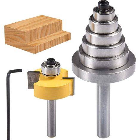 Nutfräser mit 6 verstellbaren Lagern, aus Hartmetall, für Holzbearbeitungs- und Heimwerkerprojekte, Schaftdurchmesser: 8 mm