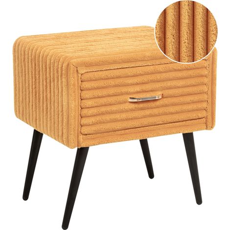 1 Drawer Bedside Table FLAYAT Corduroy Orange (1/5)