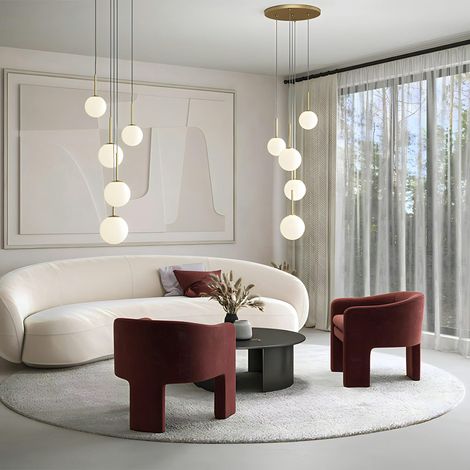 Suspension moderne blanche - 5 globes en grappe DELTONA (1/5)