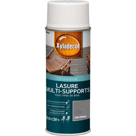 Lasure aérosol multi-supports tous types de bois extérieur - aspect mat gris urbain 400 mL - Xyladecor