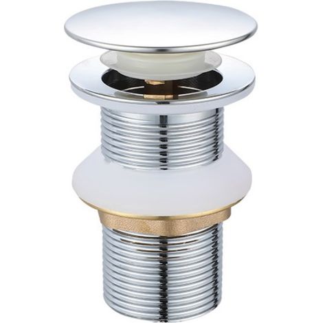 CSPARKV Pop-up Sink Drain without Overflow, Push Open Valve Waste for Brass Sink, Chrome
